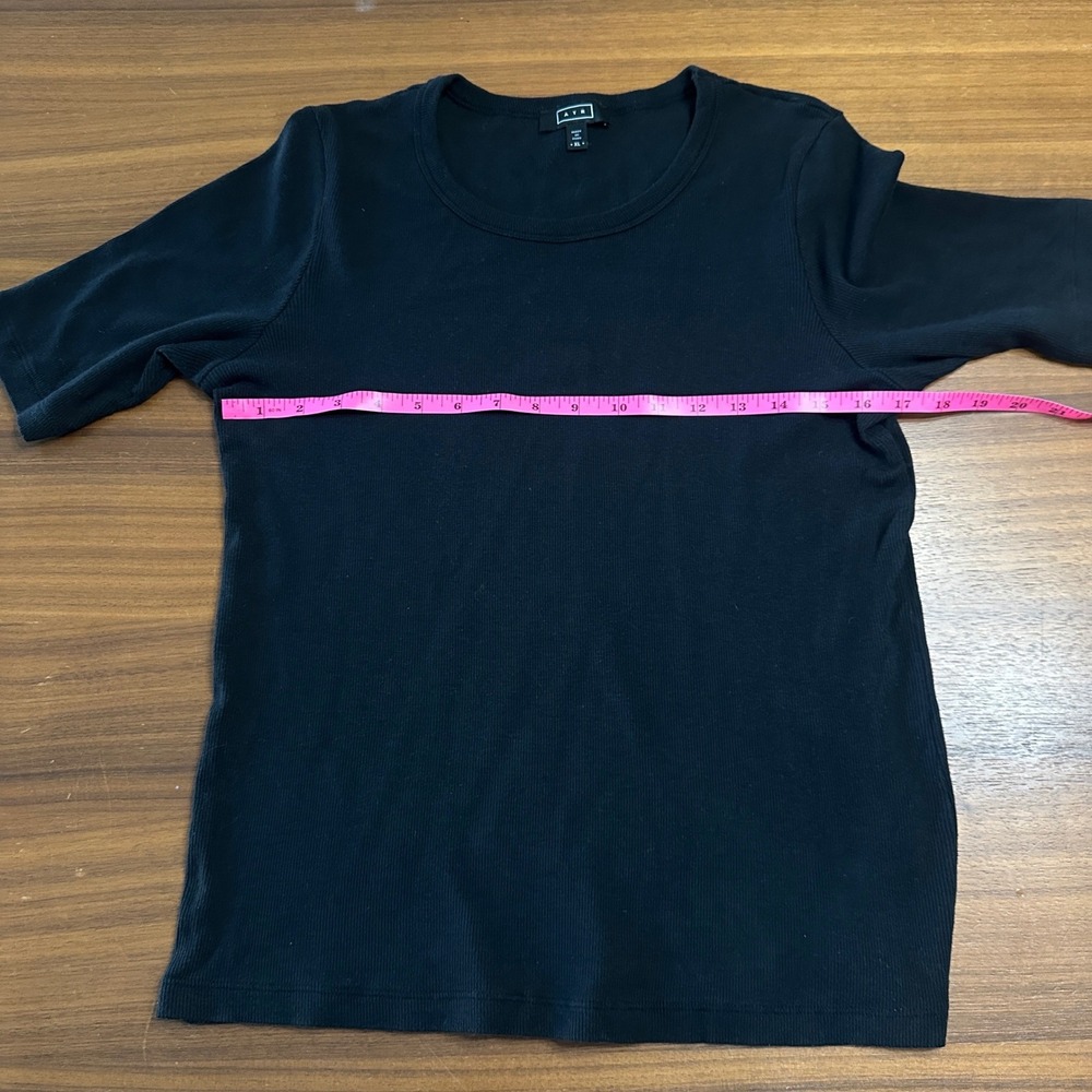AYR The Exec Ribbed Tee Pima Cotton Blend Womens XL Black Quiet Luxury Classic - Picture 5 of 11